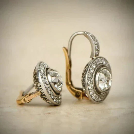 Vintage zilveren oorbellen met zirconia
