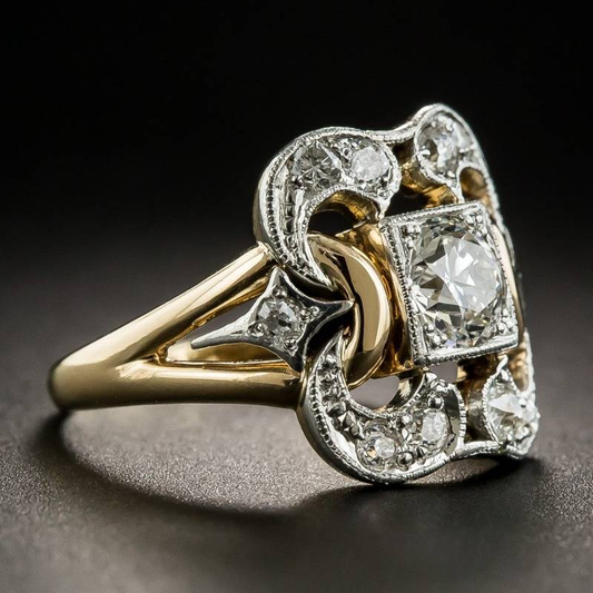 Vintage gouden ring met zirconia