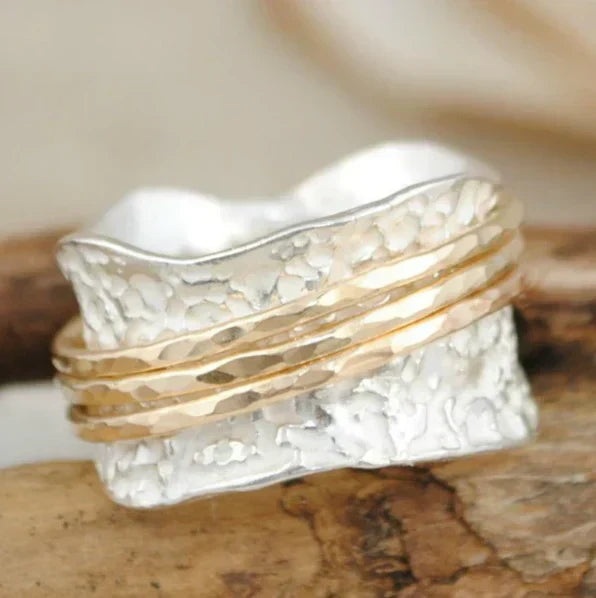 Vintage Spinner Ring van fijn goud en zilver