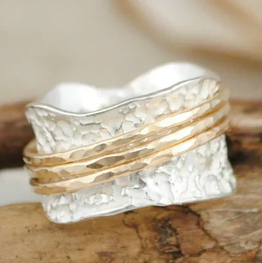 Vintage Spinner Ring van fijn goud en zilver