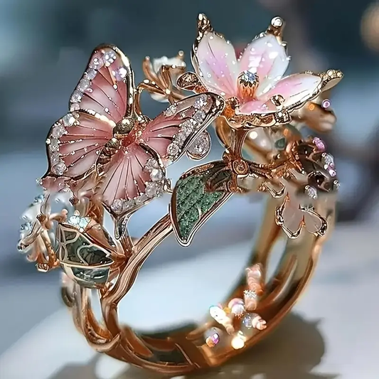 Zirconia Ring in Vlinder Vorm Natuurhelder