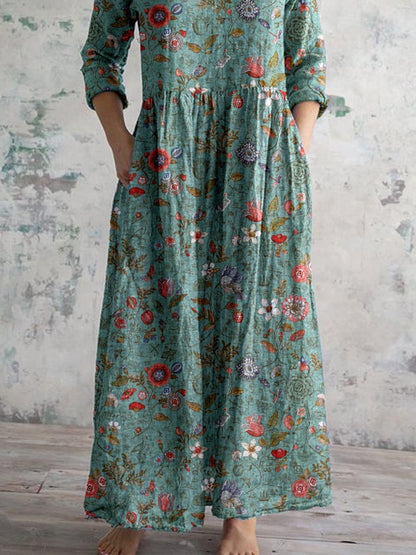 Victoria | Vintage V-hals bloemenjurk