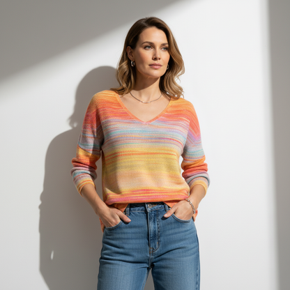 Briony | Kleurrijke Trui met V-hals