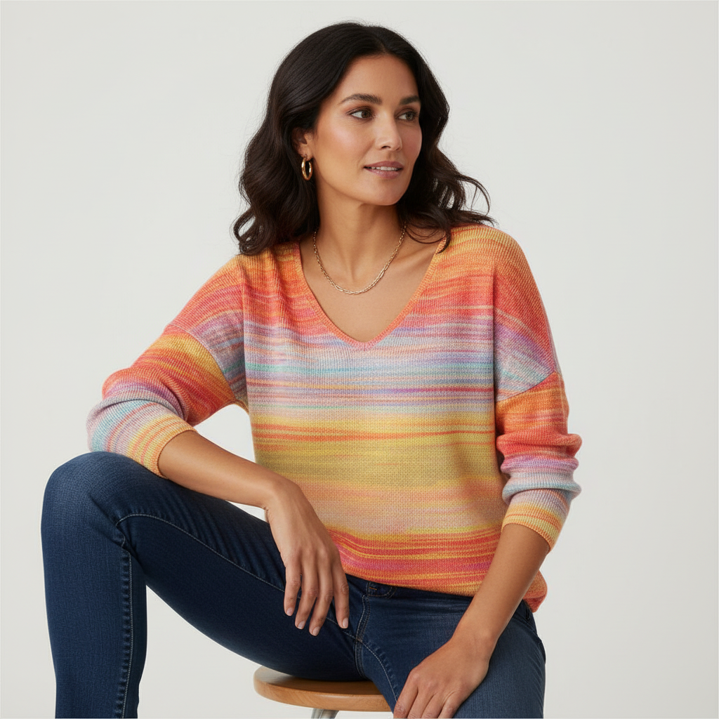 Briony | Kleurrijke Trui met V-hals