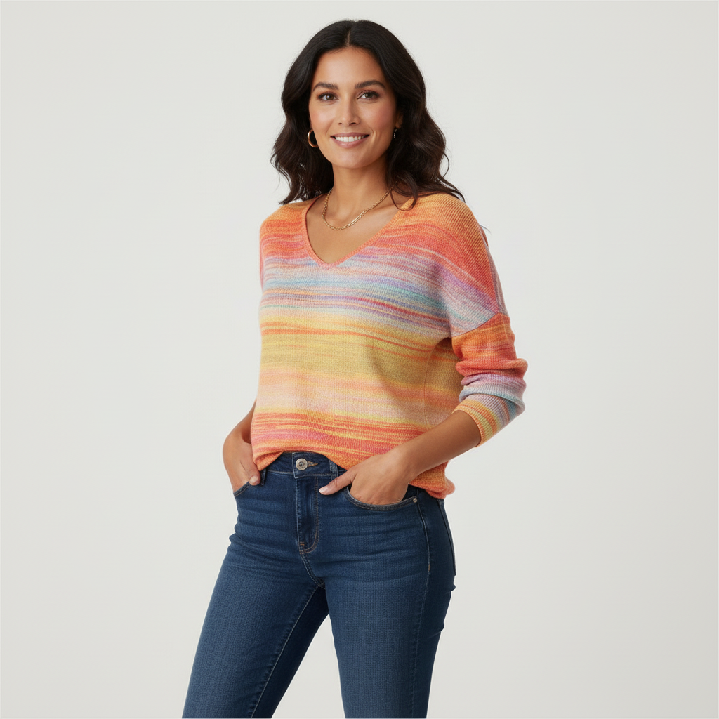 Briony | Kleurrijke Trui met V-hals